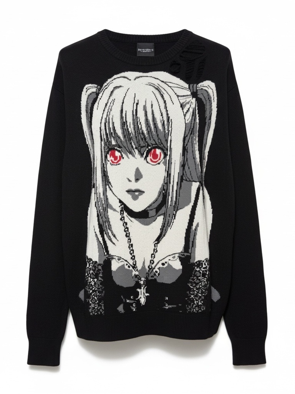 Death Note Distressesed Miss Amanda Black Graphic Anime Knit Sweater Hot Topic M